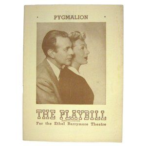 Pygmalion Playbill 1944 Barrymore Theatre Gertrude Lawrence Raymond Massey